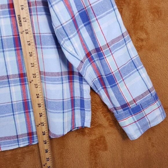 A.P.C. Shirt Mens XL Blue Plaid Button Up Pocket Long Sleeve Casual $270 - Picture 9 of 10